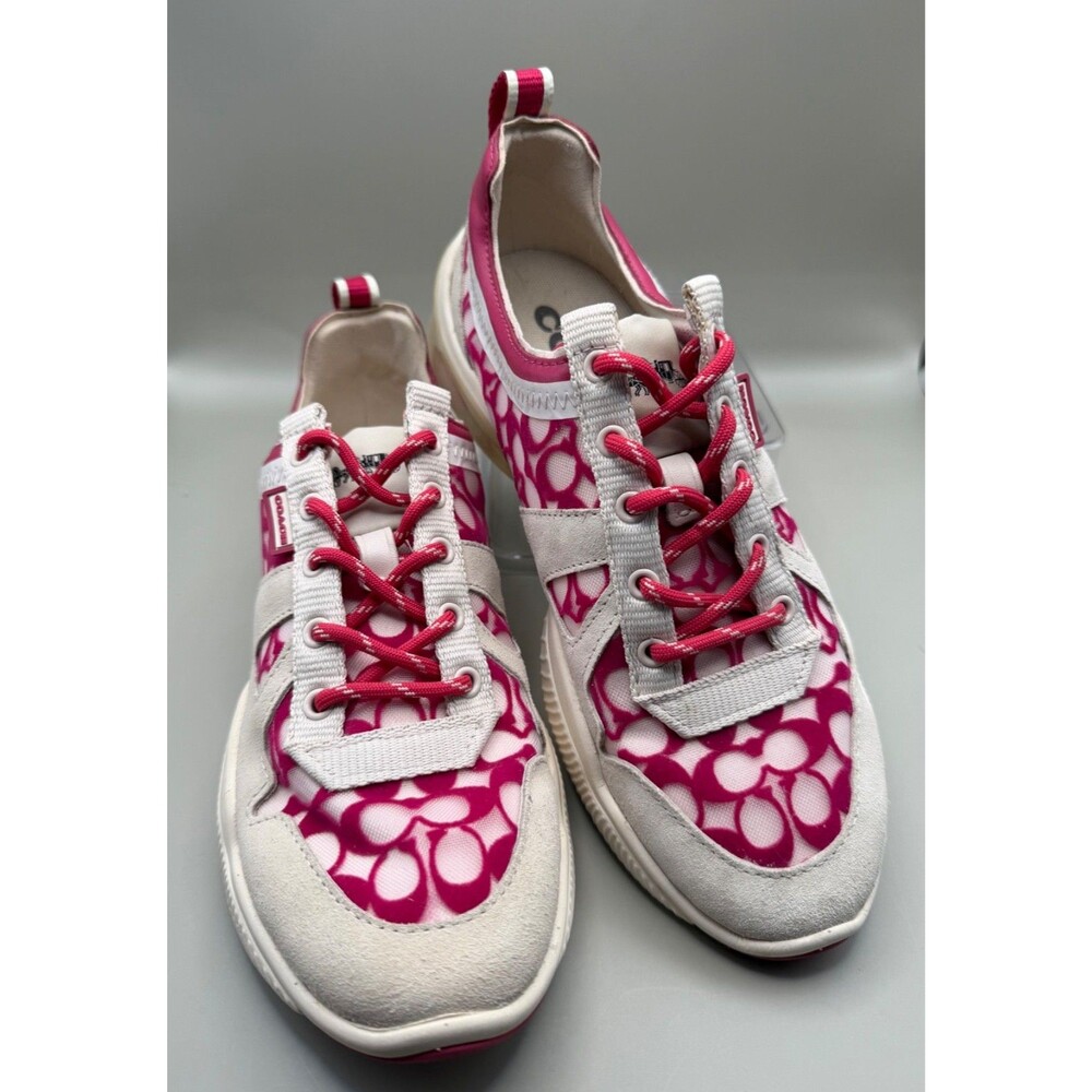 Coach Citysole Womens 7.5 Mesh Hyacinth Pink Logo Lace Up Sneakers Shoes